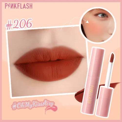 Son kem lì Pinkflash dòng Kiss Air 24g chống thấm nước 16 tông màu hai công dụng cho môi và má